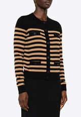 Elisabetta Franchi Striped Wool Cardigan Black MK68S46E2_CO5