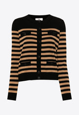 Elisabetta Franchi Striped Wool Cardigan Black MK68S46E2_CO5