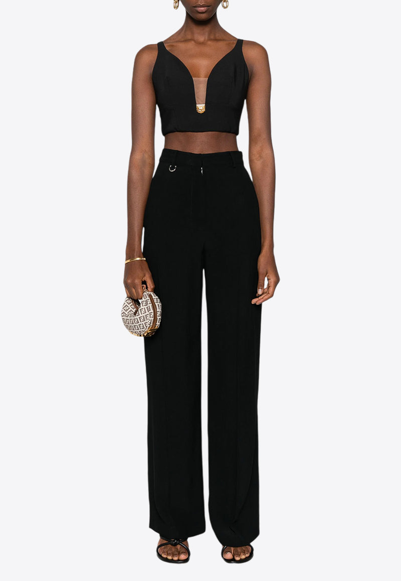 Elisabetta Franchi V-neck Crepe Cropped Top  Black TO00246E2_110