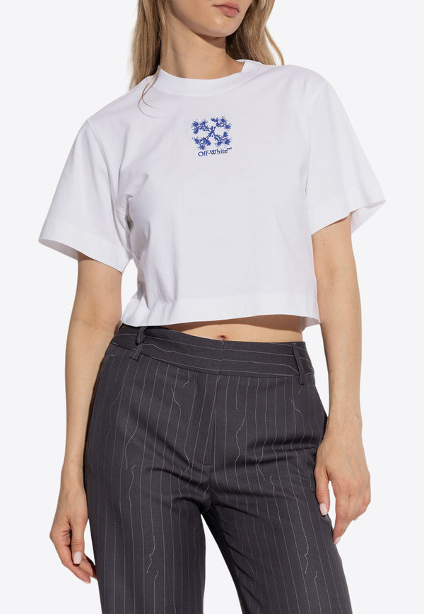 Off-White Embroidered Arrows Cropped T-shirt White OWAA090F24JER001_0145