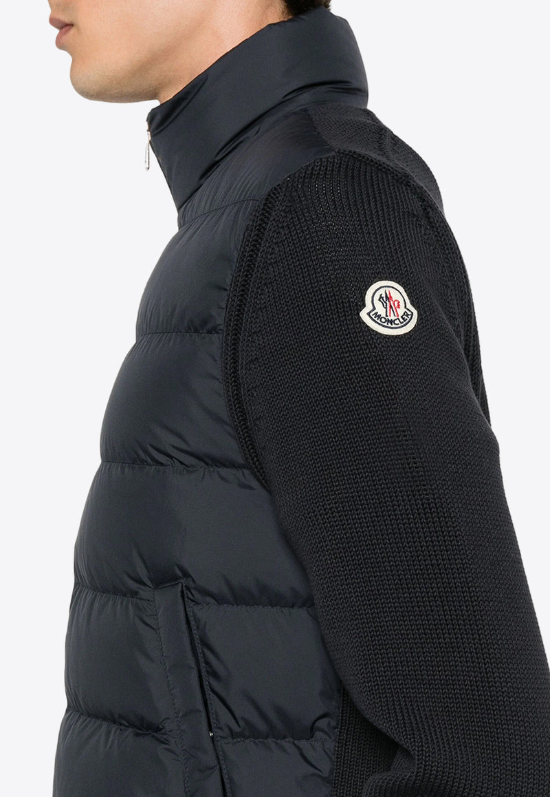 Moncler Knitted Panels Padded Jacket Blue J20919B00001M1509_779