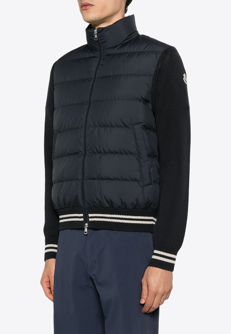 Moncler Knitted Panels Padded Jacket Blue J20919B00001M1509_779