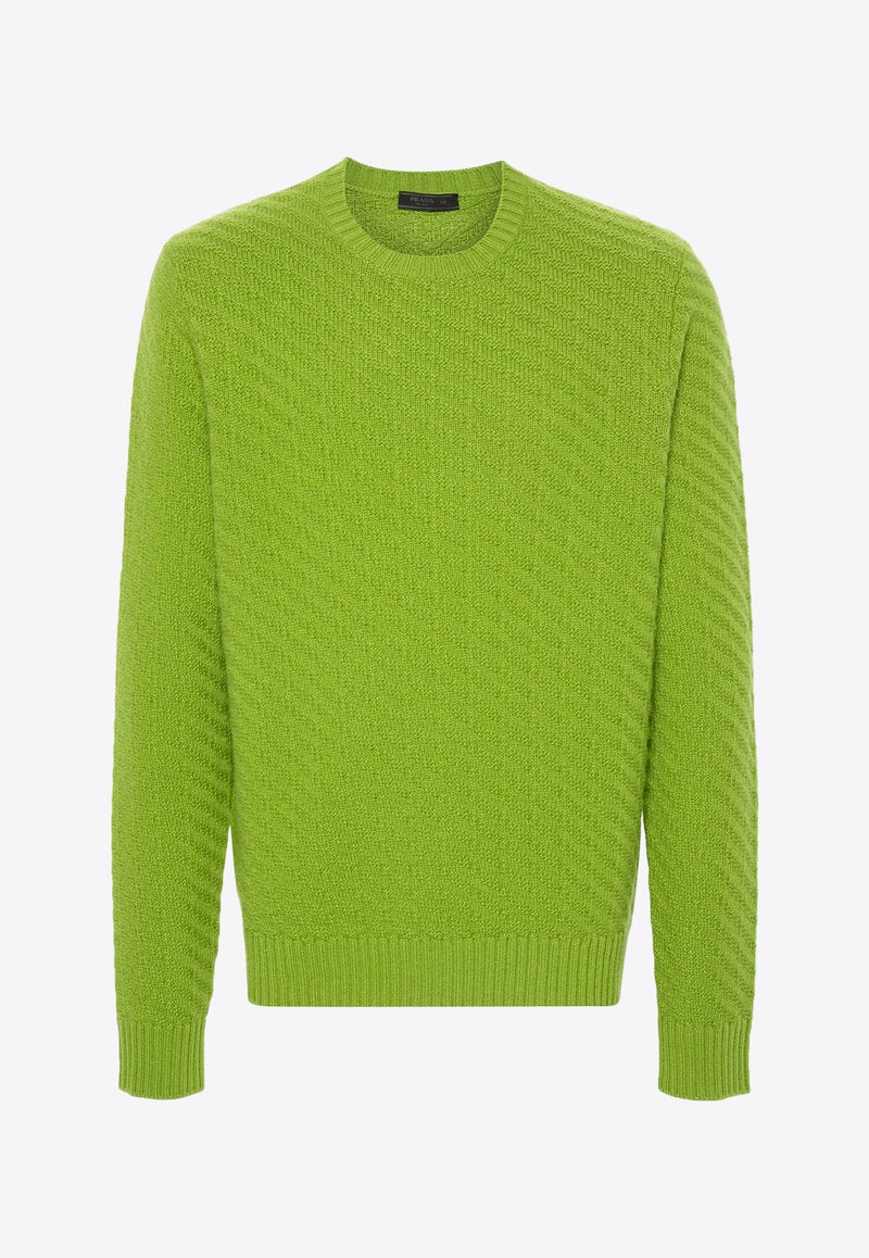 Prada Ribbed Knit Crewneck Sweater Green UMB890SOOO15TQ_F077G