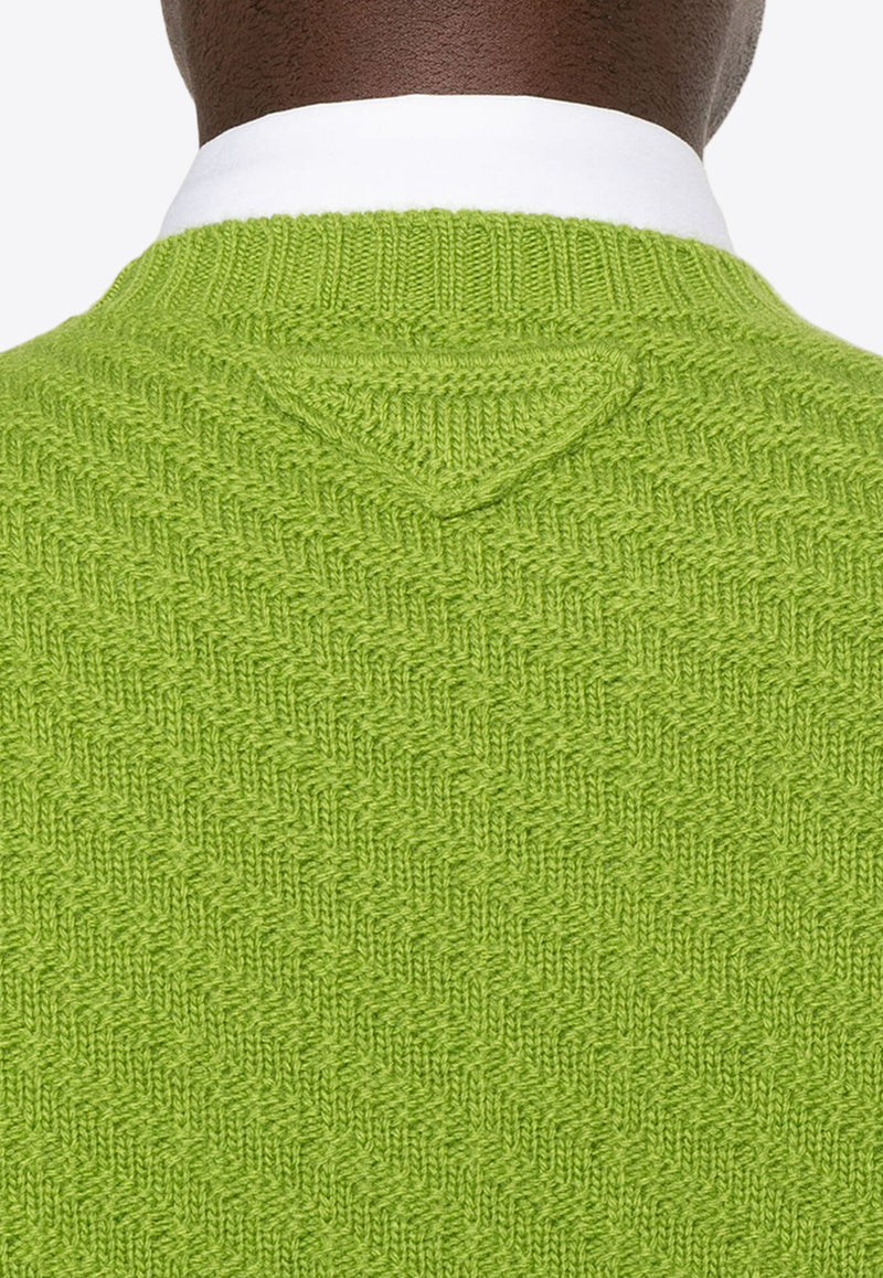 Prada Ribbed Knit Crewneck Sweater Green UMB890SOOO15TQ_F077G