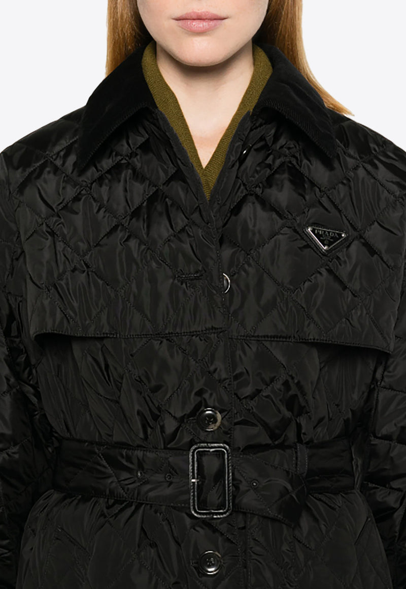 Prada Triangle Logo Quilted Parka Jacket Black 29D173SOOO1WQ9_F0002