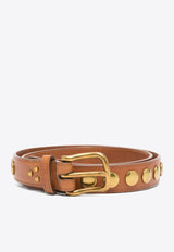 Jérôme Dreyfuss Festival Studded Leather Belt Brown 44CEINTFVA_Chêne