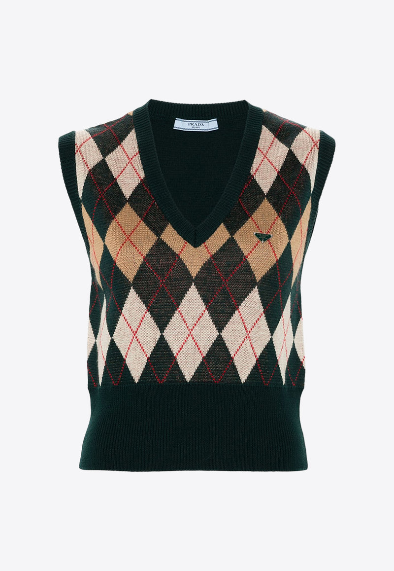 Prada Argyle Knit Sweater Vest Multicolor P29B40SOOO15HZ_F0342