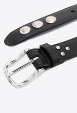 Jérôme Dreyfuss Festival Studded Leather Belt Black 44CEINTFVA_Noir Silver