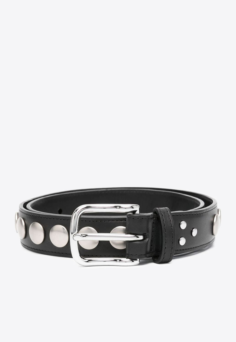 Jérôme Dreyfuss Festival Studded Leather Belt Black 44CEINTFVA_Noir Silver