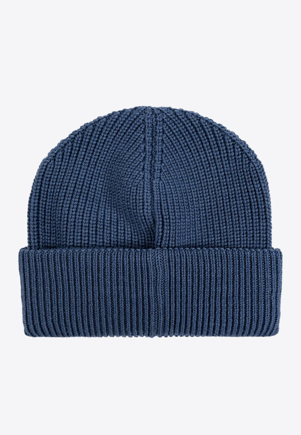 Moncler Logo Patch Wool Beanie Blue J20913B00019M1282_71G