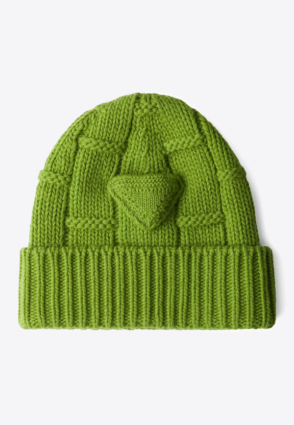 Prada Cashmere Triangle Logo Beanie Green UMD568SOOO15TP_F077G