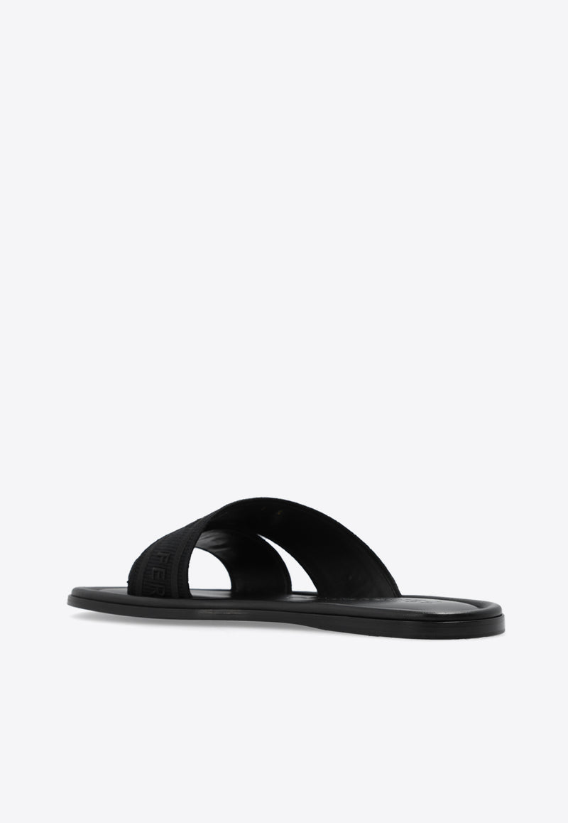 Salvatore Ferragamo Laurene Leather Flat Sandals Black 01G833 LAURENE 769514-BASE NERO RICAMO NERO