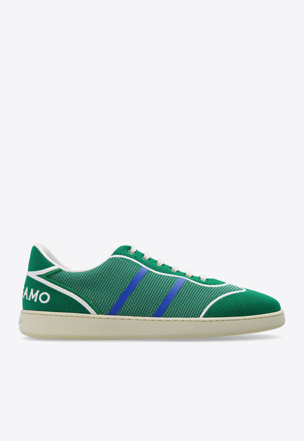 Salvatore Ferragamo Dedalo Low-Top Sneakers Green 022463 DEDALO 769340-BANDIERA PANNA