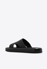 Salvatore Ferragamo Dolce Leather Flatform Slides Black 022485 DOLCE 772060-NERO