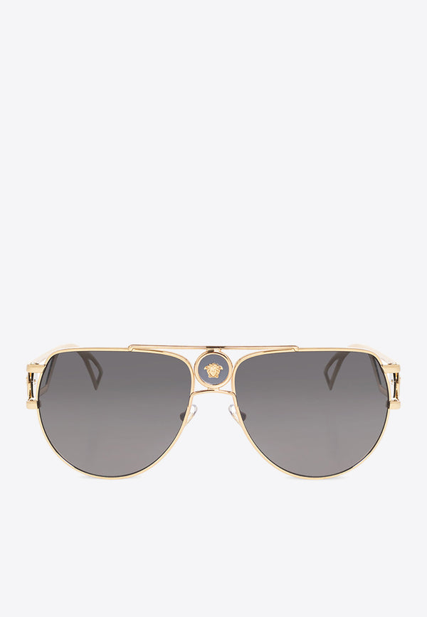 Versace Medusa Aviator Sunglasses Gray 0VE2225 0-100287