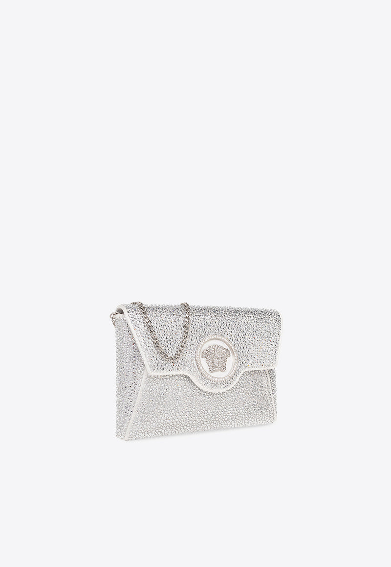 Versace La Medusa Crystal Clutch Silver 1003018 1A06487-1W00P