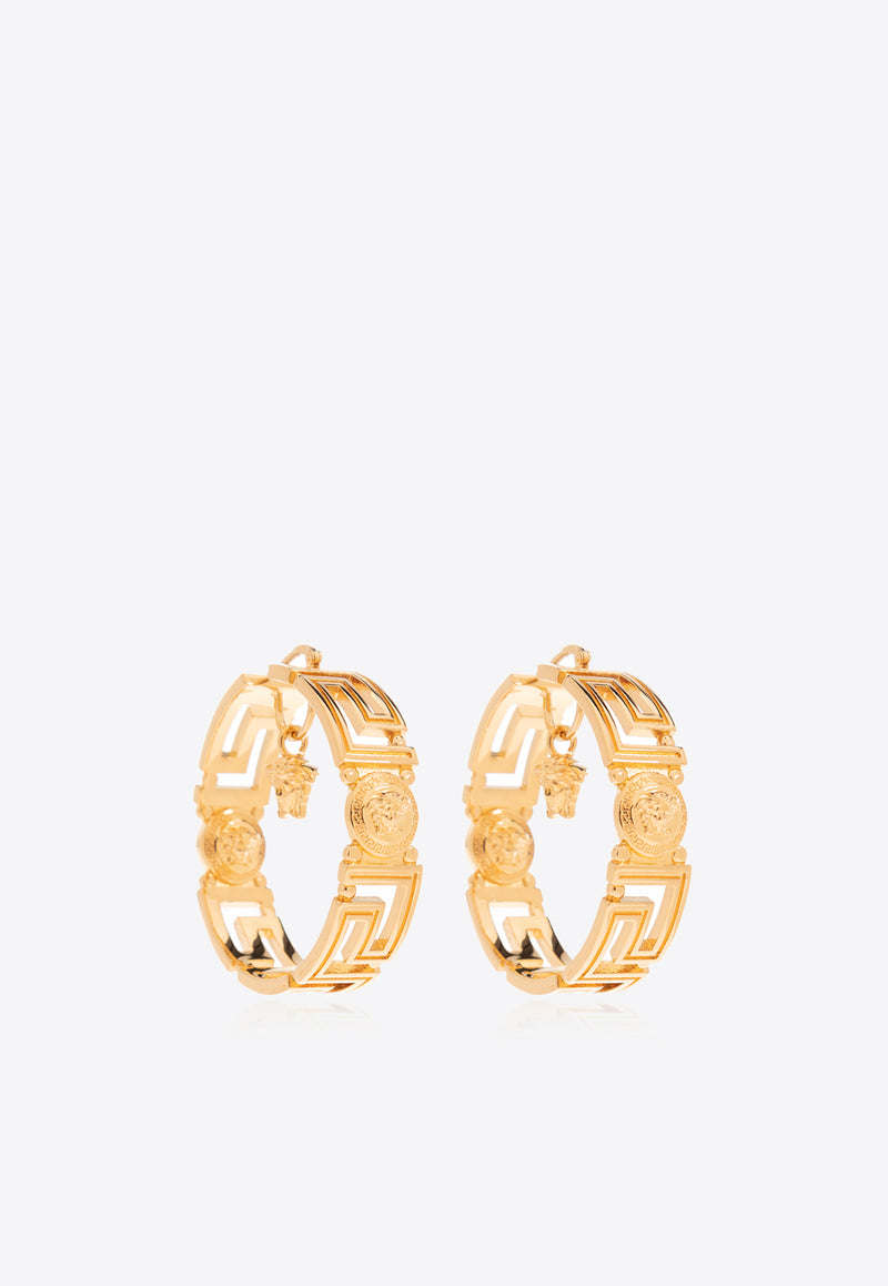 Versace Greca Medusa Head Hoop Earrings Gold 1013206 1A00620-3J000