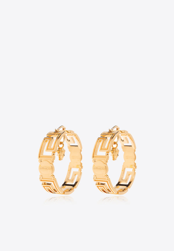 Versace Greca Medusa Head Hoop Earrings Gold 1013206 1A00620-3J000