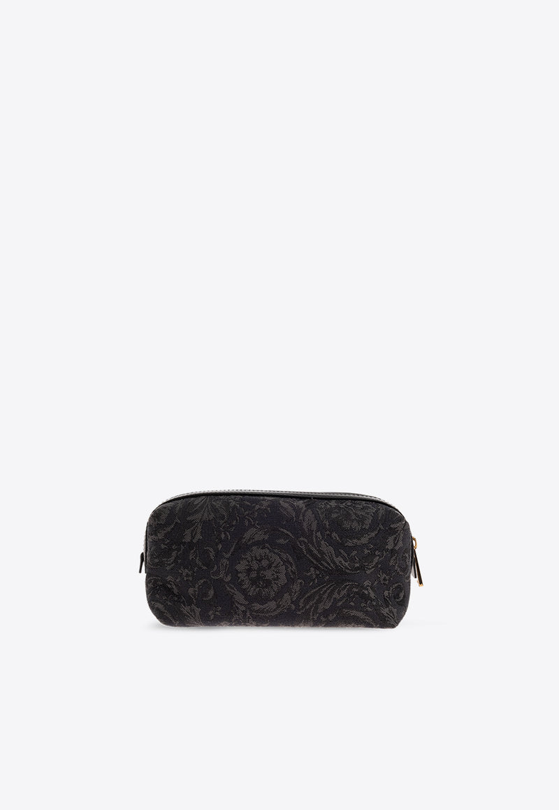 Versace Embroidered Logo Jacquard Pouch Bag Black 1013925 1A09741-2BM0V