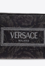 Versace Embroidered Logo Jacquard Pouch Bag Black 1013925 1A09741-2BM0V