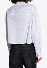 Versace Barocco Jacquard Long-Sleeved Cropped Shirt White 1013765 1A09630-1W000