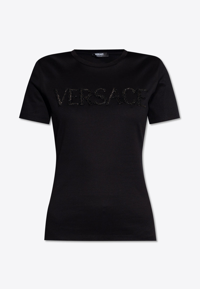 Versace Beaded Logo T-shirt Black 1014269 1A01178-1B000