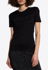 Versace Beaded Logo T-shirt Black 1014269 1A01178-1B000