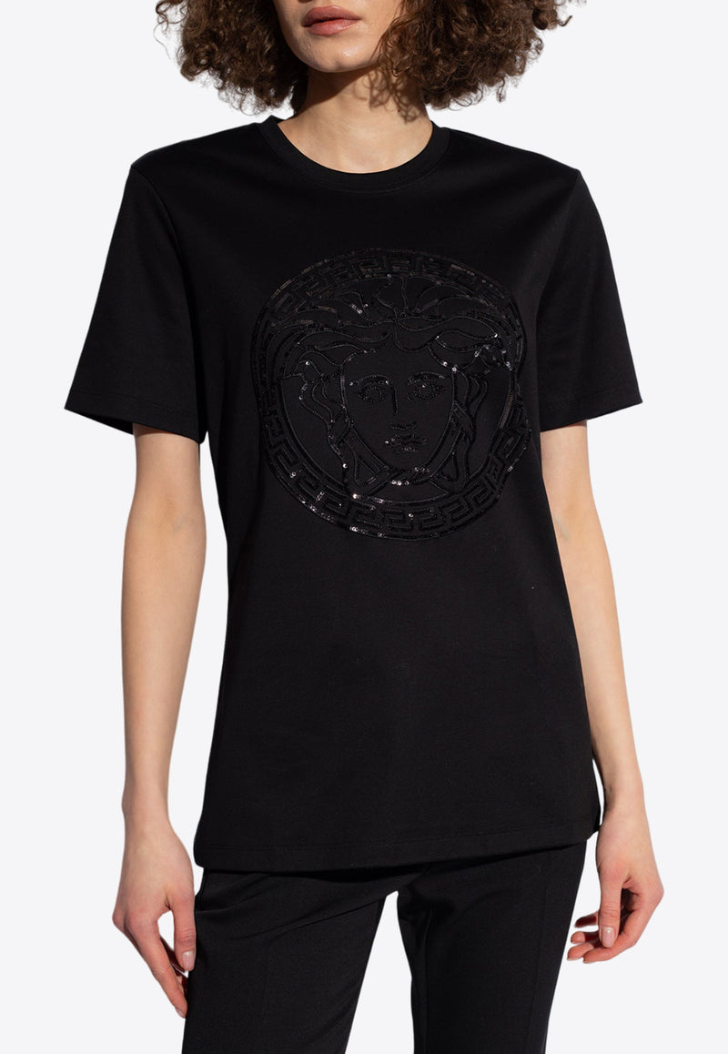 Versace Sequined Medusa T-shirt Black 1014270 1A01178-1B000