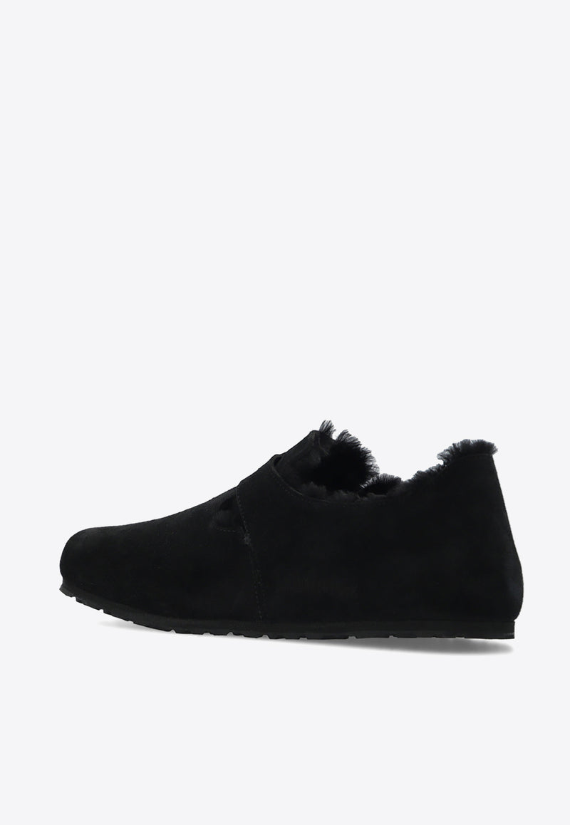 Birkenstock London Shearling Suede Loafers Black 1014960 0-SHEARLING BLACK