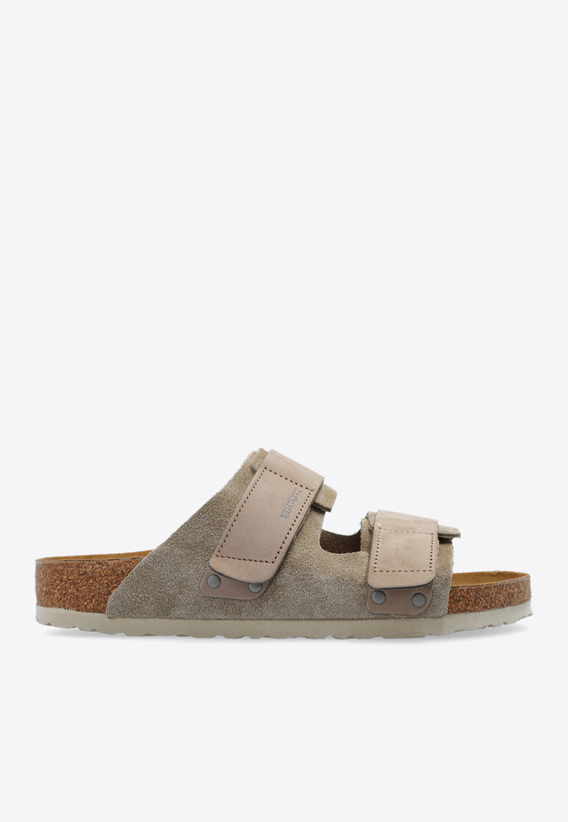 Birkenstock Uji Suede and Nubuck Leather Slides Taupe 1025690 0-TAUPE