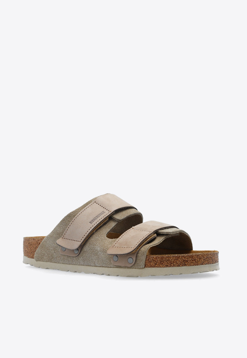 Birkenstock Uji Suede and Nubuck Leather Slides Taupe 1025690 0-TAUPE