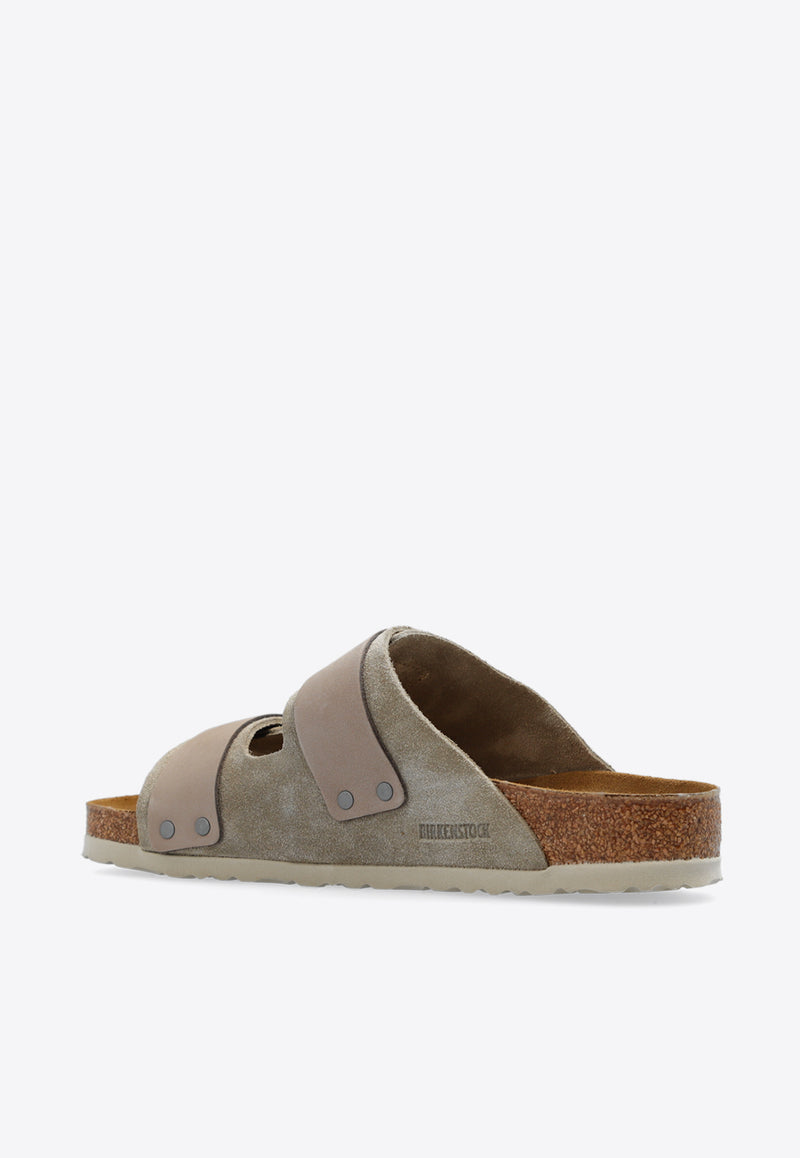 Birkenstock Uji Suede and Nubuck Leather Slides Taupe 1025690 0-TAUPE