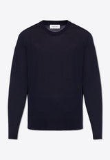 Salvatore Ferragamo Jersey Wool Logo Sweater Navy 122298 E 770053-NEW NAVY