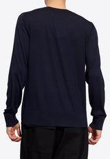 Salvatore Ferragamo Jersey Wool Logo Sweater Navy 122298 E 770053-NEW NAVY