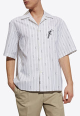 Salvatore Ferragamo All-Over Logo Print Short-Sleeved Shirt White 143806 D 770864-OPTIC WHITE NERO