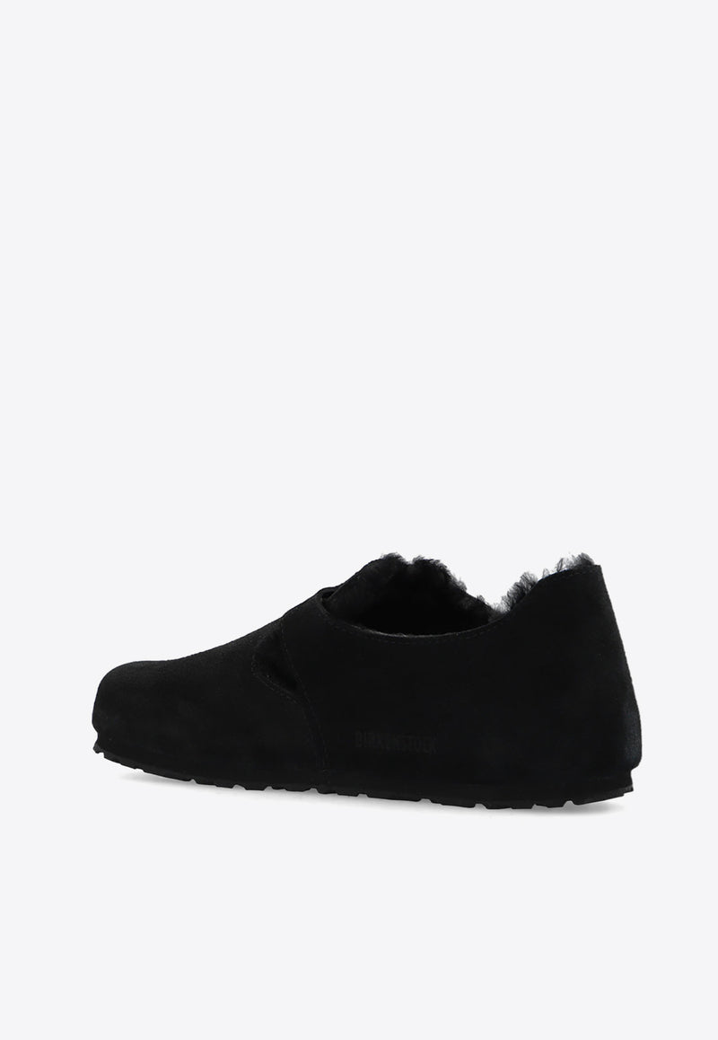 Birkenstock London Shearling Suede Loafers Black 1014961 0-SHEARLING BLACK