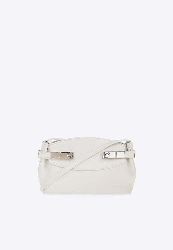 Salvatore Ferragamo Hug Calf Leather Crossbody Bag Optic White 215974 HUG POUCH S 768845-OPTIC WHITE