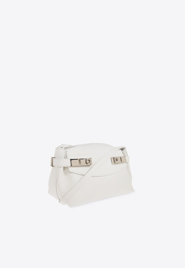 Salvatore Ferragamo Hug Calf Leather Crossbody Bag Optic White 215974 HUG POUCH S 768845-OPTIC WHITE