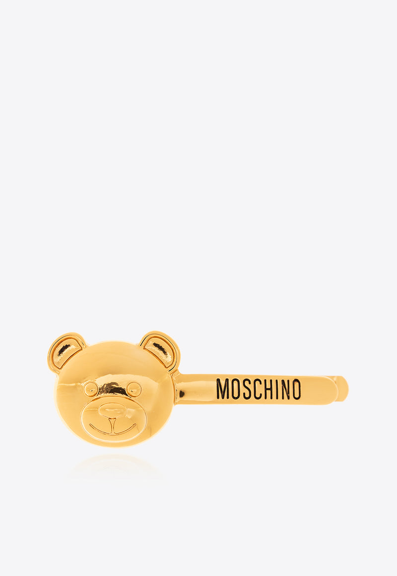 Moschino Signature Teddy Bear and Logo Hair Clip Gold 24171 A9107 8403-0606