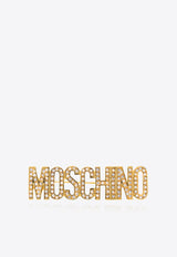 Moschino Crystal Embellished Logo Lettering Brooch Gold 24171 A9151 8434-1606