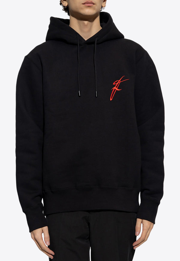 Salvatore Ferragamo Logo Embroidered Drawstring Hoodie Black 122277 L 770386-NERO