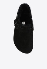 Birkenstock Boston VL Shearling Suede Mules Black 259881 F-BLACK