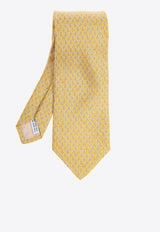 Salvatore Ferragamo Stamp Print Silk Tie Yellow 350940 4-TIMBRO 768365-F GIALLO