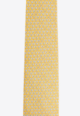 Salvatore Ferragamo Stamp Print Silk Tie Yellow 350940 4-TIMBRO 768365-F GIALLO