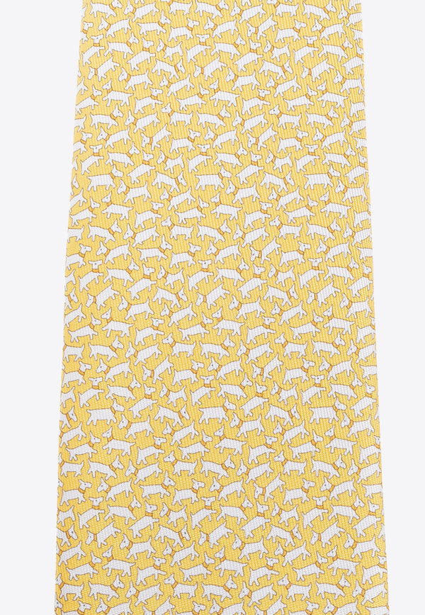 Salvatore Ferragamo Printed Dogs Silk Tie Yellow 350960 4 TOBIA 770778-F GIALLO