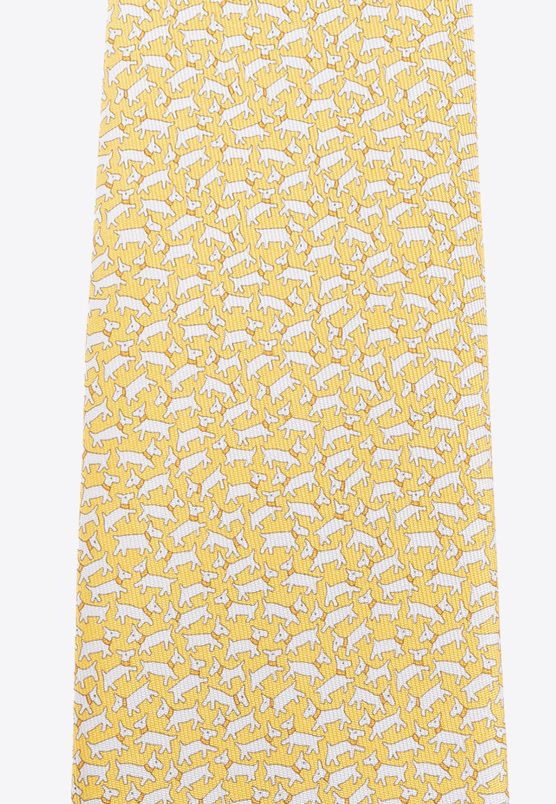 Salvatore Ferragamo Printed Dogs Silk Tie Yellow 350960 4 TOBIA 770778-F GIALLO