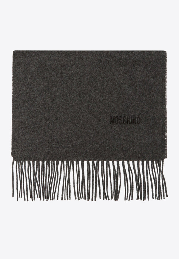 Moschino Branded Logo Wool Scarf Gray 50092 M5165-015