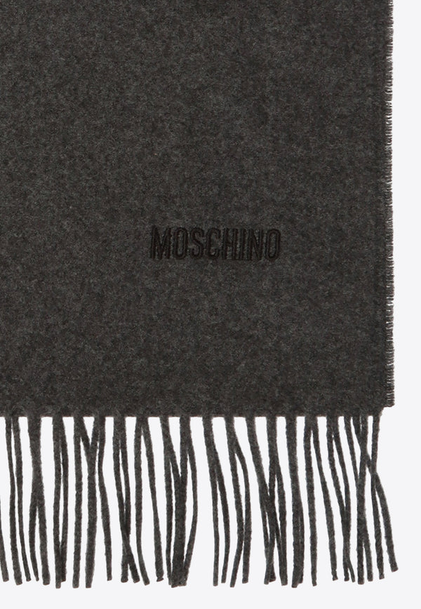 Moschino Branded Logo Wool Scarf Gray 50092 M5165-015