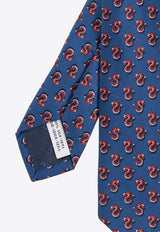 Salvatore Ferragamo All-Over Pattern Silk Tie Navy  350957 4 TRAGO 769680-F BLU SCURO