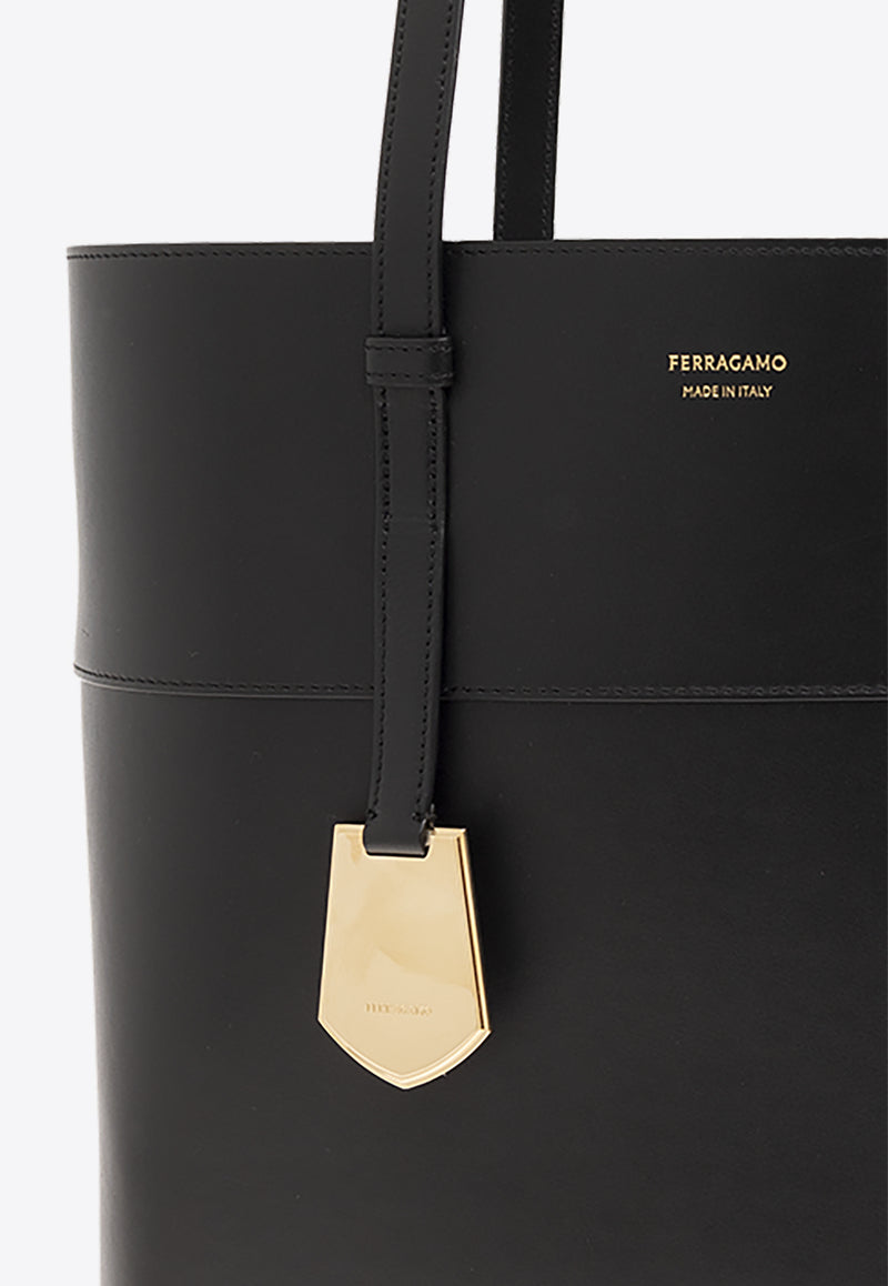 Salvatore Ferragamo North-South Leather Tote Bag Black 218336 TOTE EN NS M 770636-NERO